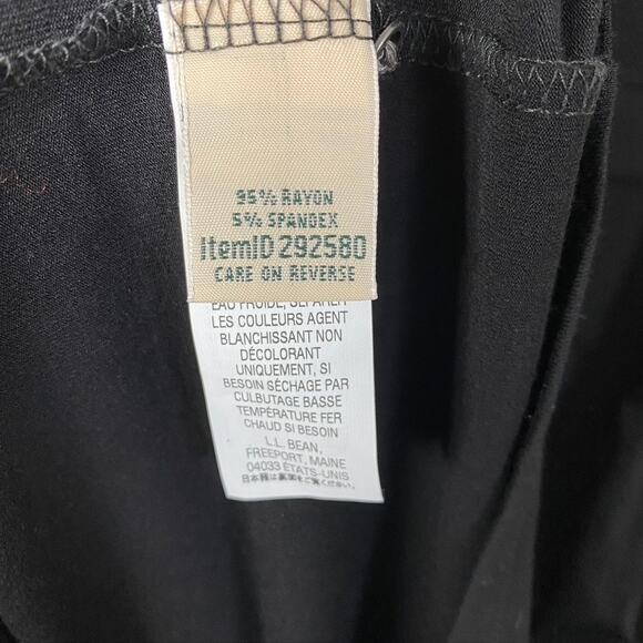 Women's L.L. Bean 3/4 Sleeve Soft Knit Drawstring Waist Casual Dress Black XS - Picture 5 of 6